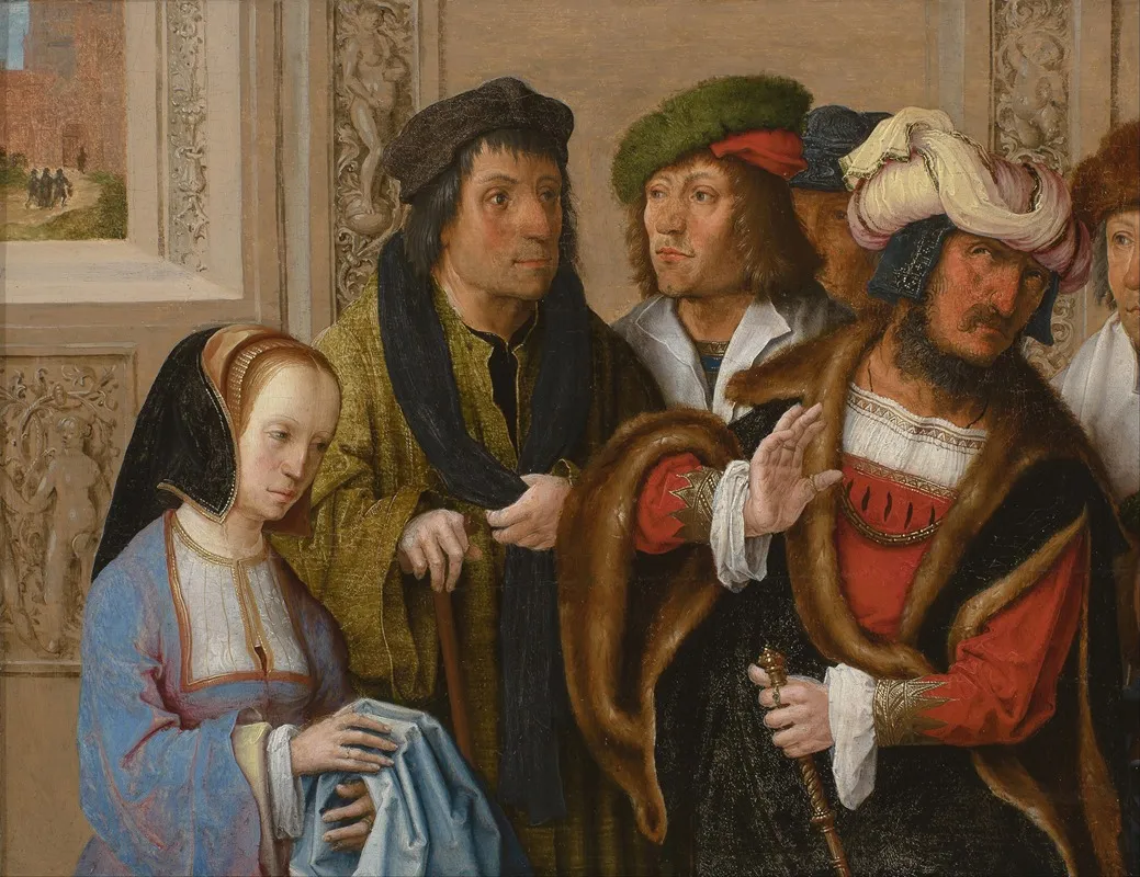 Potiphars Wife Shows Her Husband Josephs Cloak In The Background Joseph Being Taken To Prison