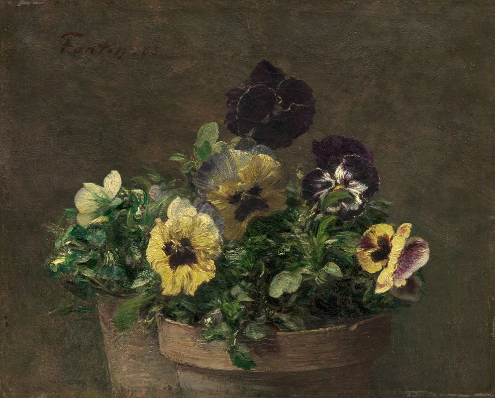 Potted Pansies Wall Art by Henri Fantin-Latour - High-Resolution Digital Print