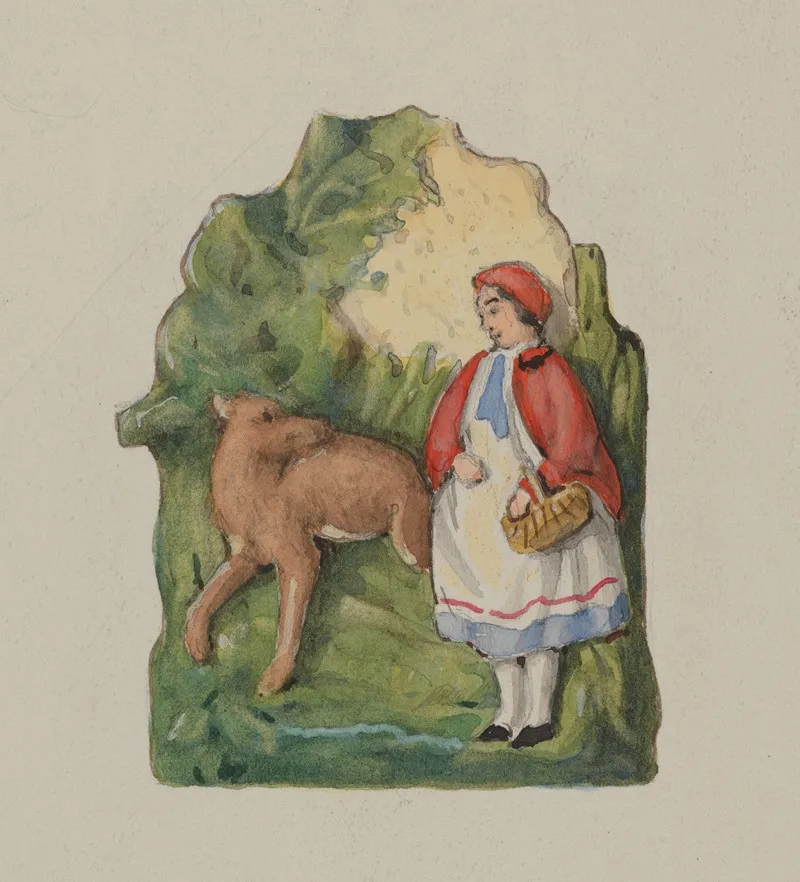 Pottery Ornament Of Little Red Riding Hood