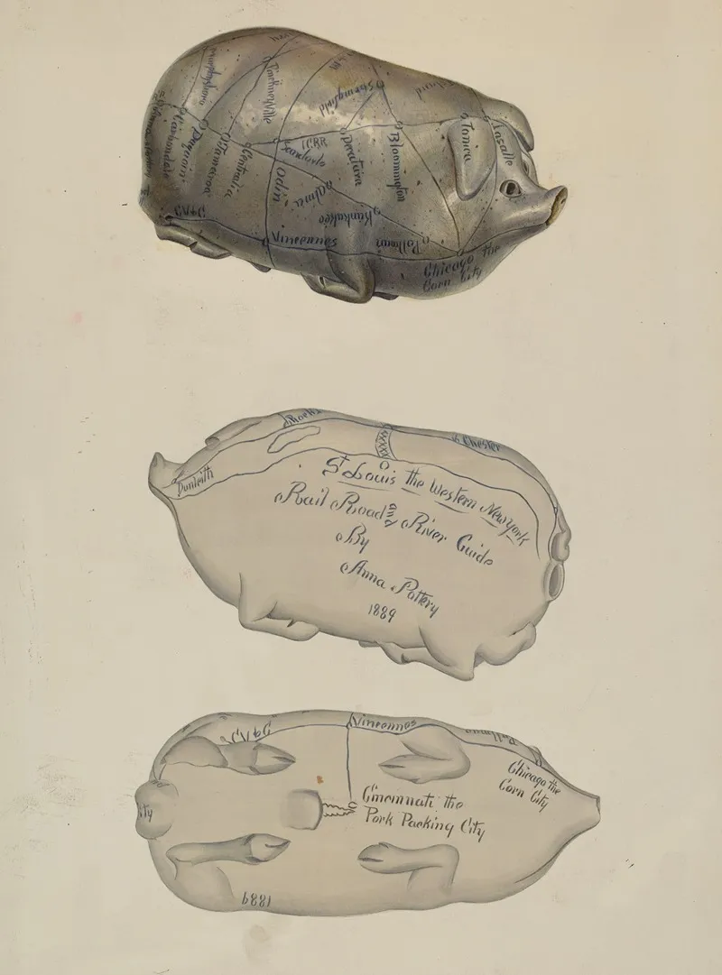 Pottery Pig Wall Art by John Winters - High-Resolution Digital Print