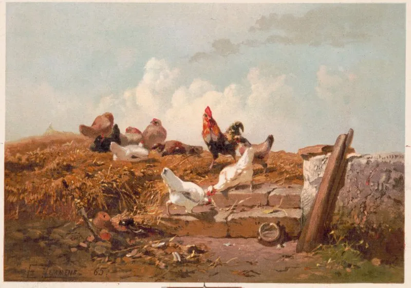 Poultry Life 2 Wall Art by Théophile Victor Emile Lemmens - High-Resolution Digital Print