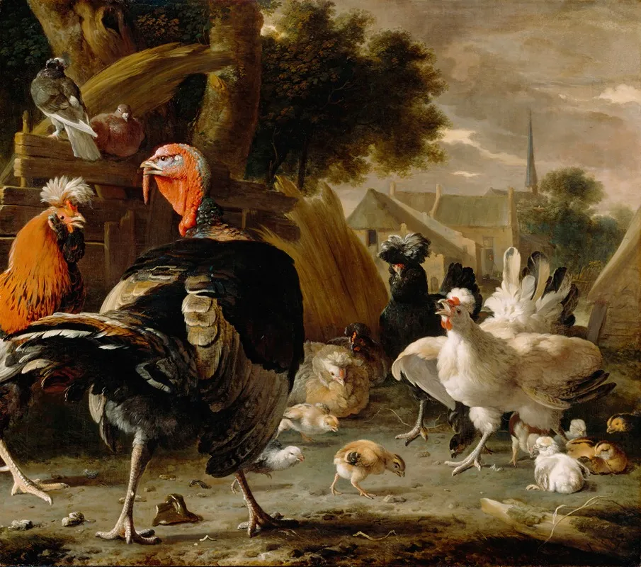 Poultry Yard Wall Art by Melchior d'Hondecoeter - High-Resolution Digital Print