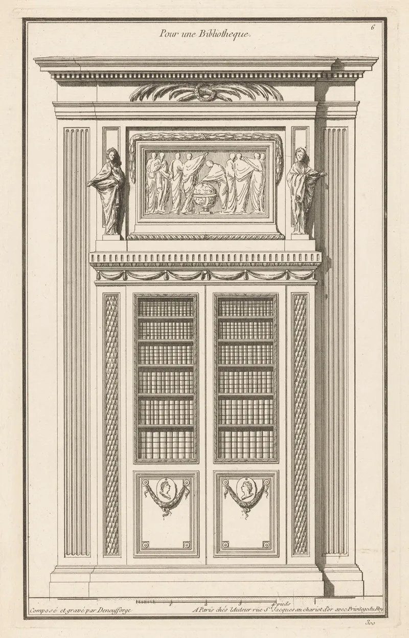 Pour Une Bibliotheque Wall Art by Jean François de Neufforge - High-Resolution Digital Print