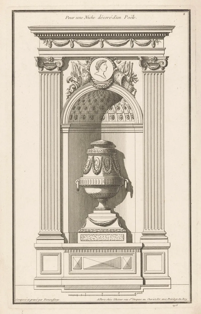 Pour Une Niche Decore Dun Poele Wall Art by Jean François de Neufforge - High-Resolution Digital Print
