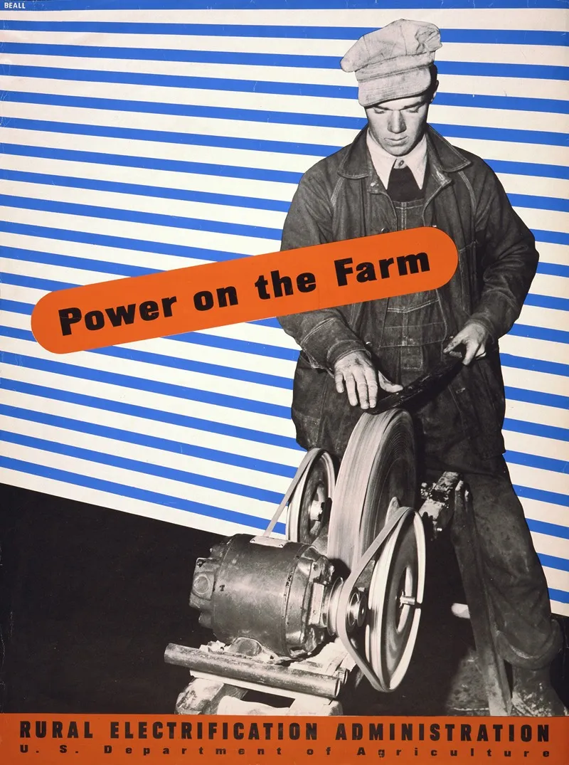 Power On The Farm Rural Electrification Administration U S Department Of Agriculture Wall Art by Lester Beall - High-Resolution Digital Print