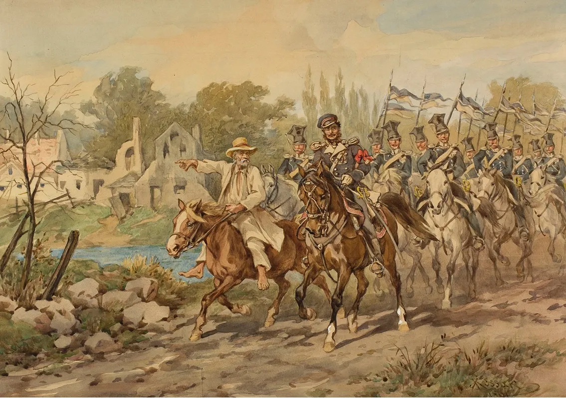 Poznan Uhlans In 1831 With A Guide