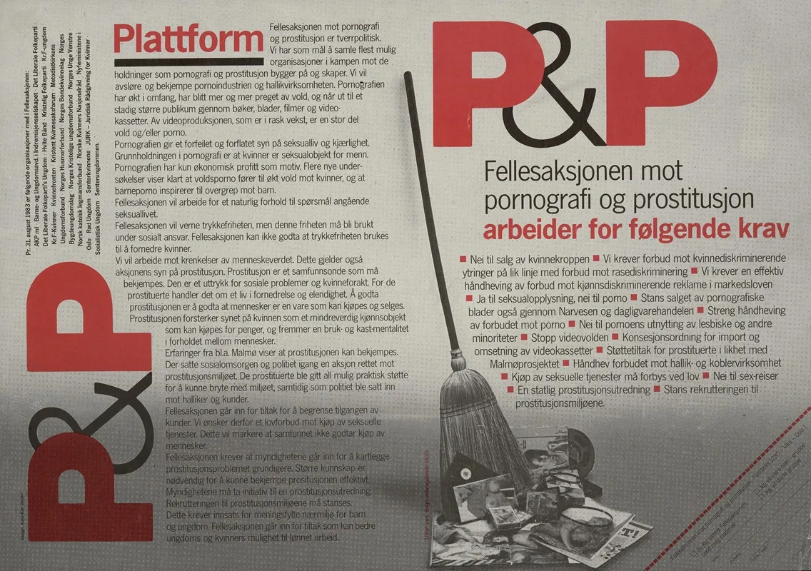 Pp Fellesaksjon Mot Pornografi Og Prostitusjon Wall Art by Kvinnefronten (The Women's Front) - High-Resolution Digital Print
