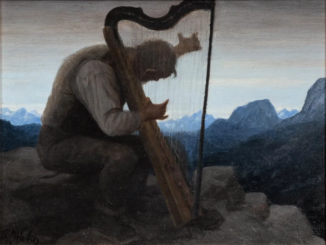 Prayer With Harp Wall Art by Thomas Walch - High-Resolution Digital Print