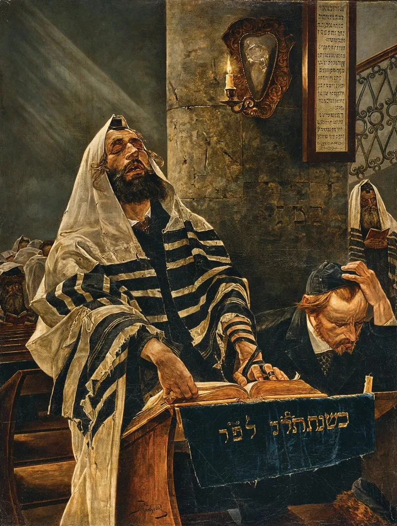 Praying In The Synagogue Dem Herrn Sei Ehre Wall Art by Stanisław Grocholski - High-Resolution Digital Print