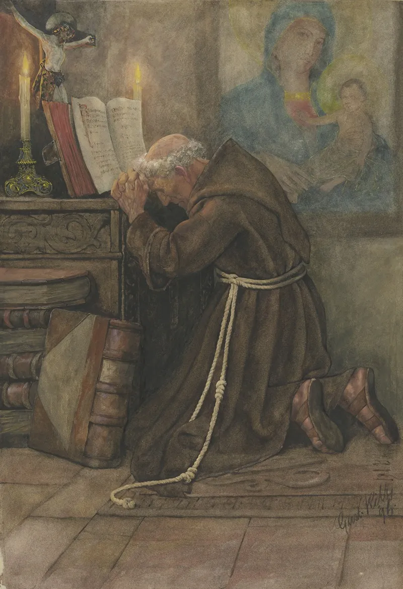 Praying Monk 4 Wall Art by Gustav Kilb - High-Resolution Digital Print