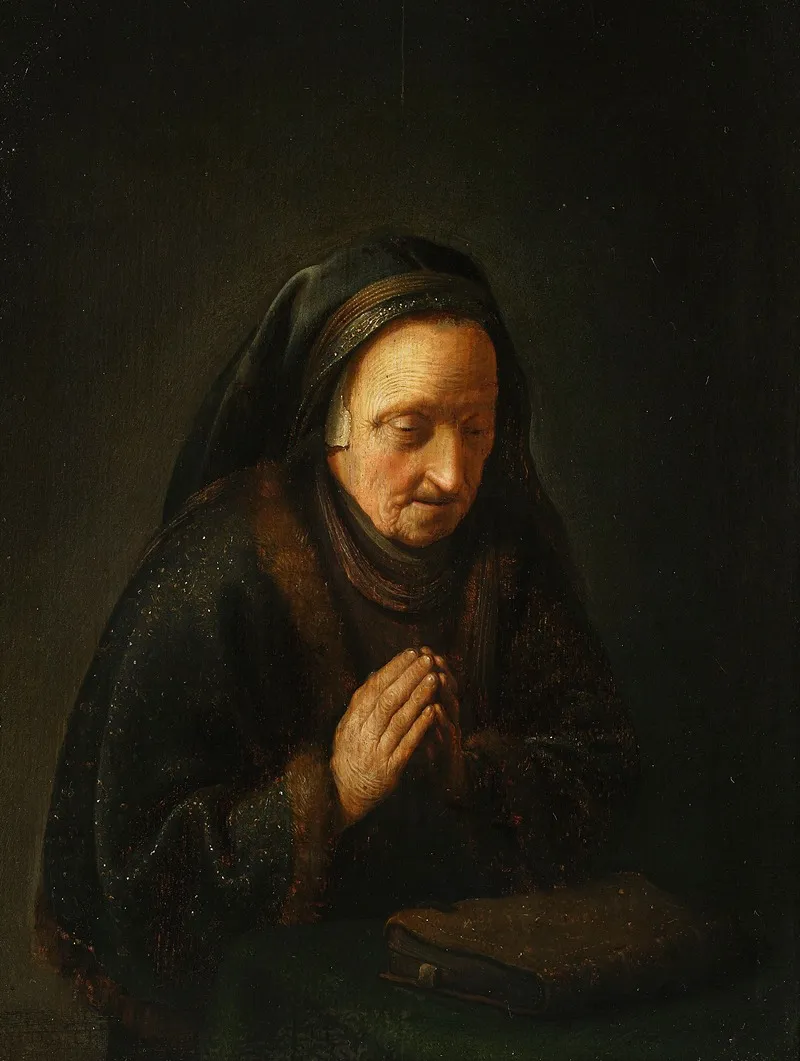 Praying Old Woman Wall Art by Gerrit Dou - High-Resolution Digital Print