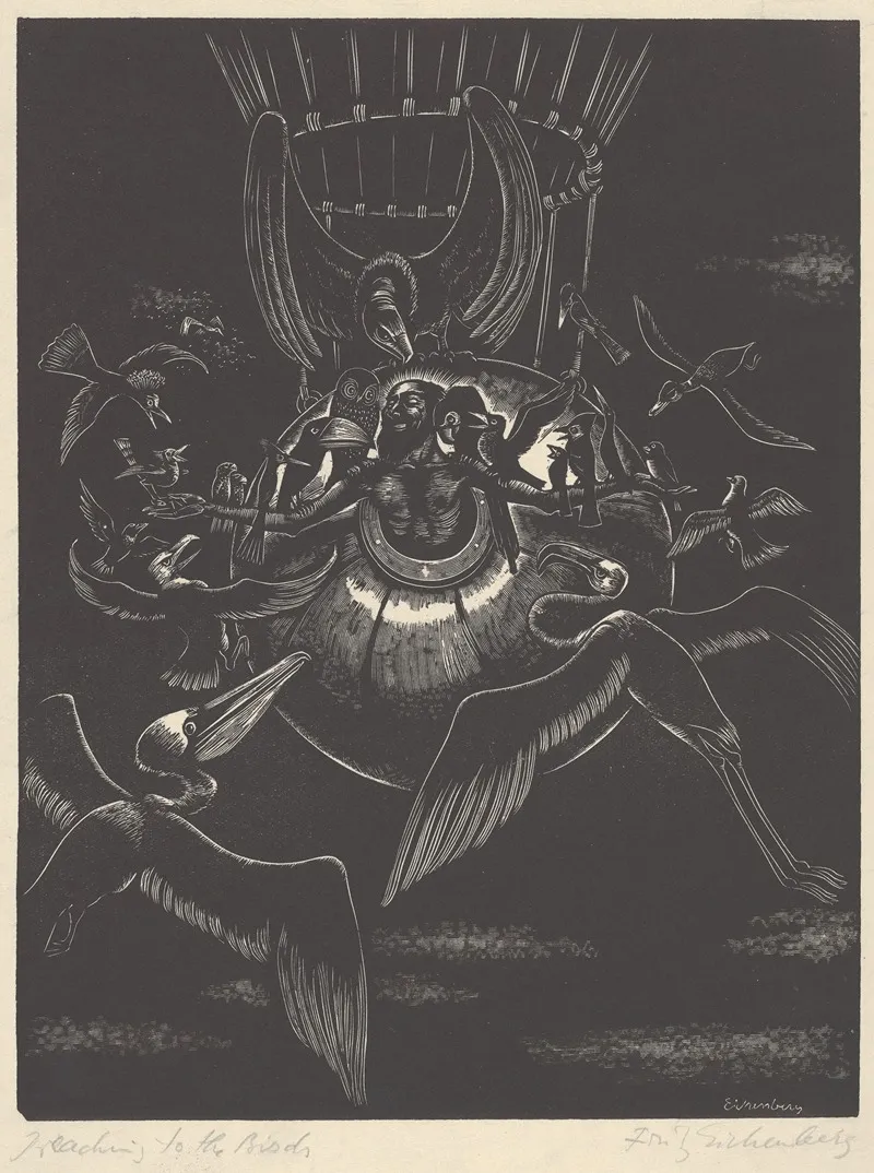 Preaching To The Birds Wall Art by Fritz Eichenberg - High-Resolution Digital Print