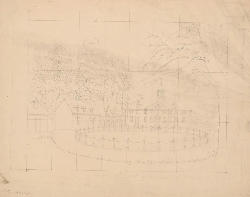 Preliminary Sketch With Grid Of The Driveway In Front Of Mount Vernon