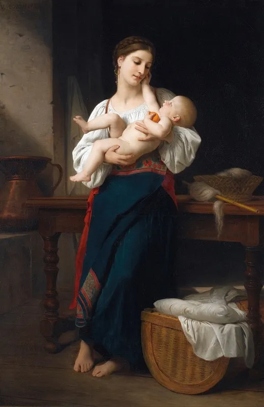 Premieres Caresse Wall Art by William Bouguereau - High-Resolution Digital Print