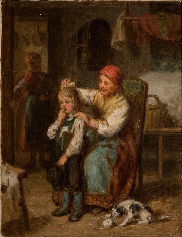 Preparation For School Wall Art by Leopold Loeffler - High-Resolution Digital Print