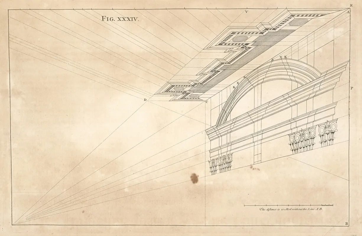 Preparatory To The Thirty Fifth Outline And Perspective Lines Wall Art by Andrea Pozzo - High-Resolution Digital Print
