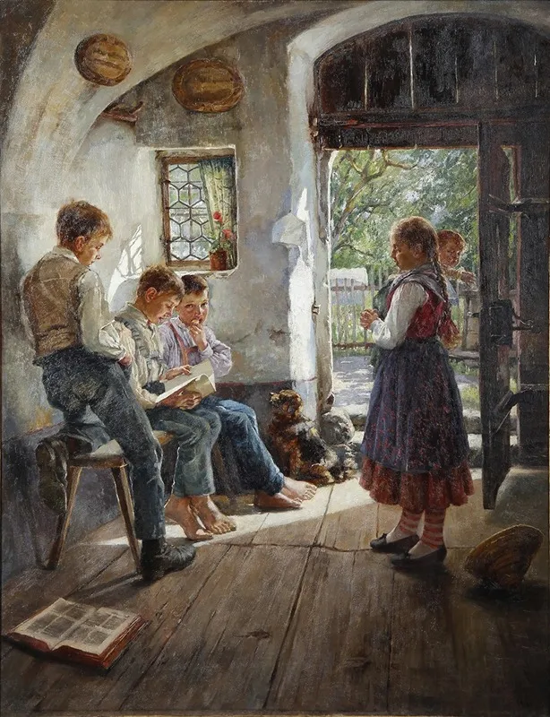 Preparing For The Lesson Wall Art by Hugo Löffler - High-Resolution Digital Print