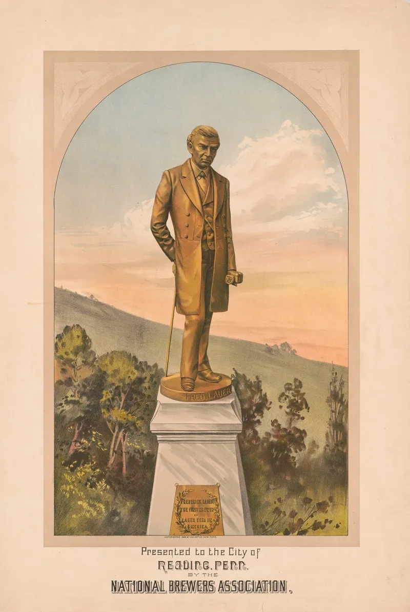 Presented To The City Of Reading Penn By The National Brewers Association Sculpture Of Frederick Lauer The First Brewer Of Lager Beer In America Wall Art by U.S. Art Co. - High-Resolution Digital Print