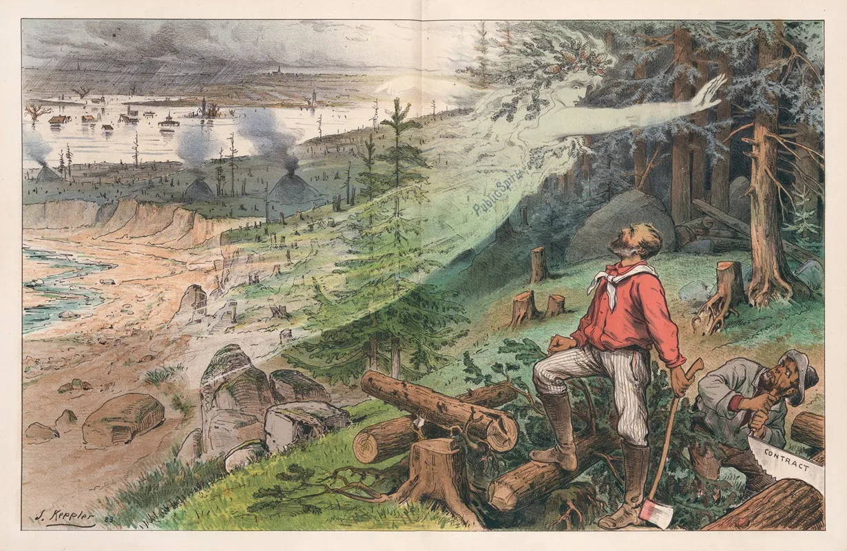 Preserve Your Forests From Destruction And Protect Your Country From Floods And Drought Wall Art by Joseph Ferdinand Keppler - High-Resolution Digital Print