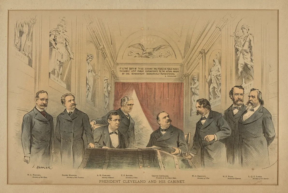 President Cleveland And His Cabinet Wall Art by Joseph Ferdinand Keppler - High-Resolution Digital Print