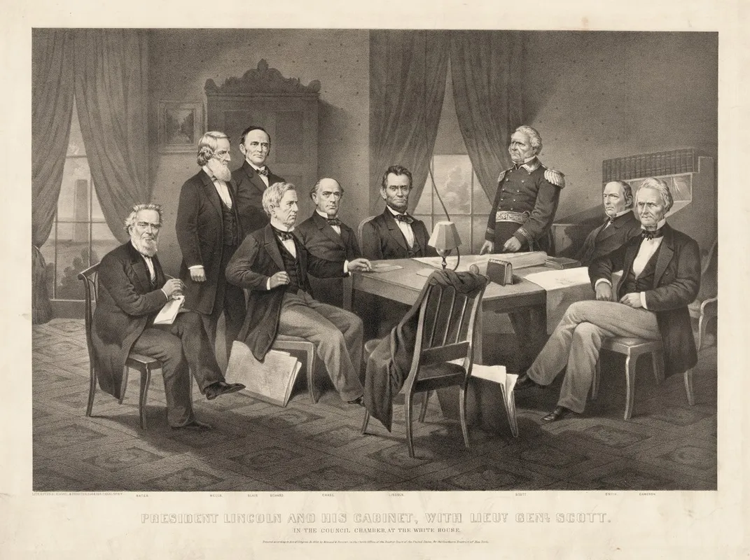 President Lincoln And His Cabinet With Lieut General Scott Wall Art by Kimmel & Forster - High-Resolution Digital Print