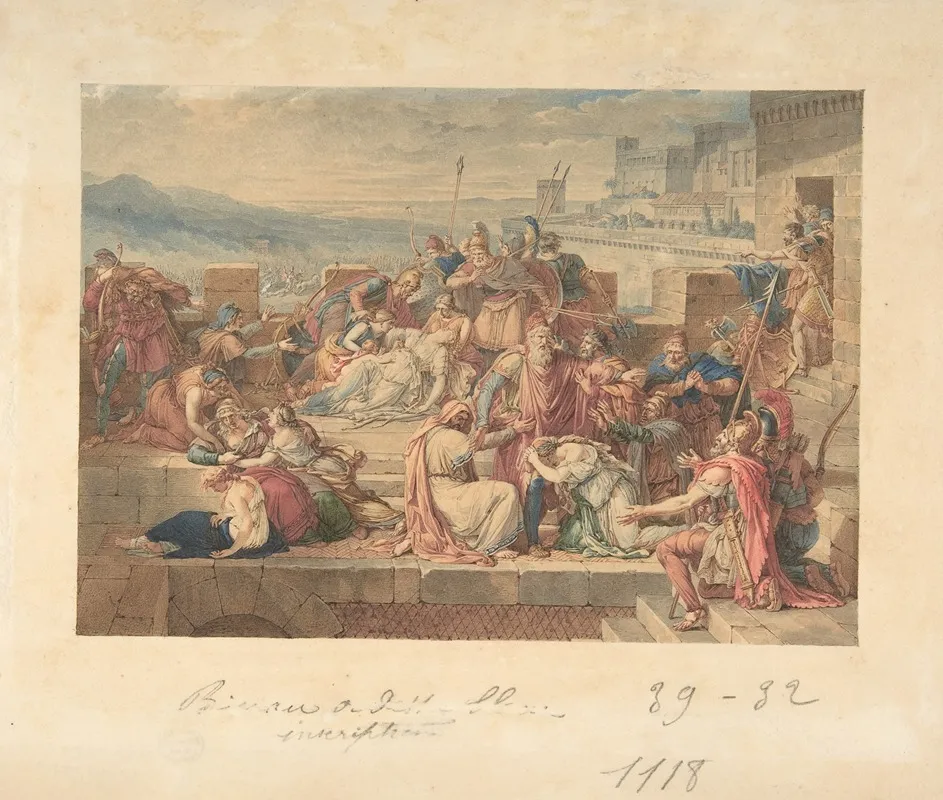 Priam And His Family Mourning The Death Of Hector Wall Art by Etienne Barthélemy Garnier - High-Resolution Digital Print