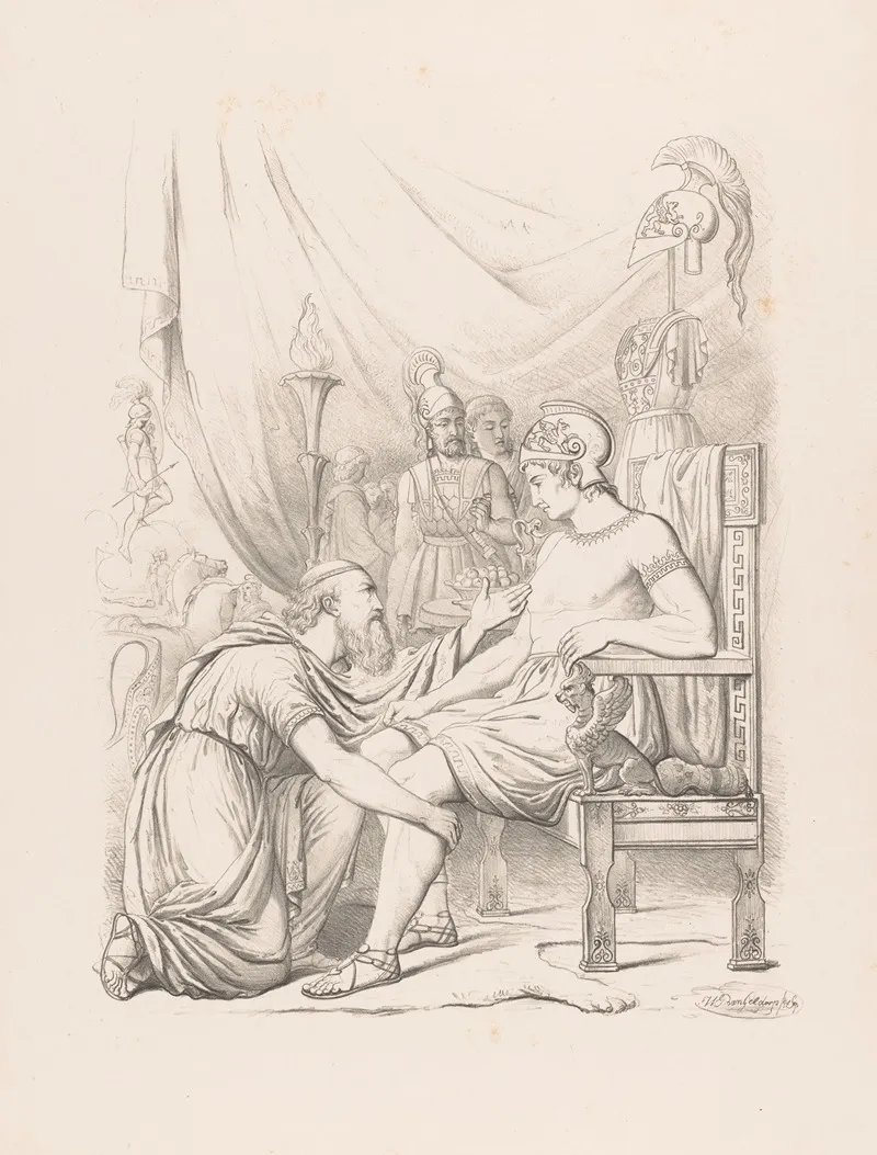 Priam Asks Achilles For The Body Of Hector Wall Art by Wilhelmus Petrus van Geldorp - High-Resolution Digital Print