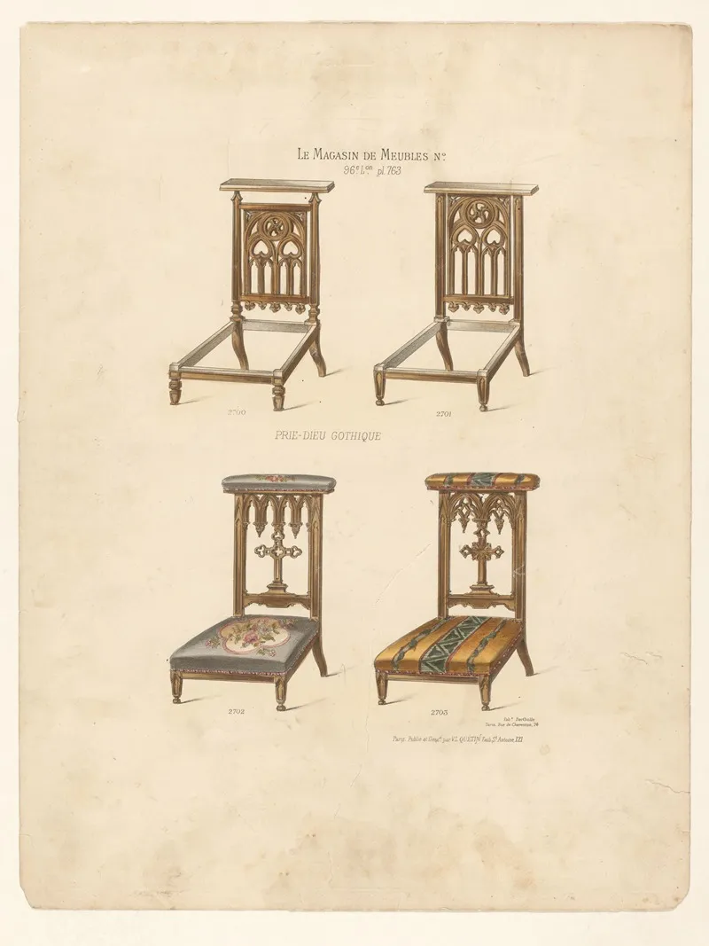 Prie Dieu Gothique Wall Art by Victor Léon Michel Quétin - High-Resolution Digital Print