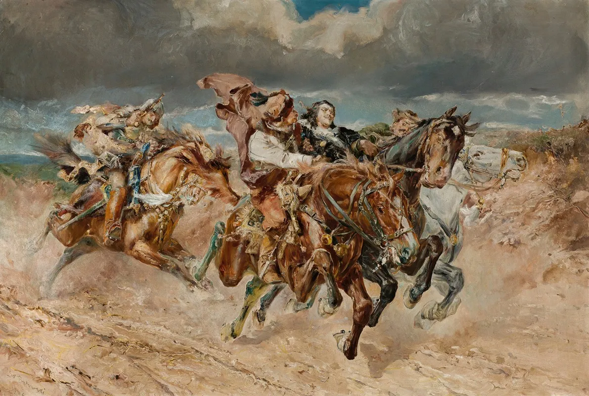 Prince Boguslaw Kidnapped By Kmicic Wall Art by Stanisław Batowski-Kaczor - High-Resolution Digital Print