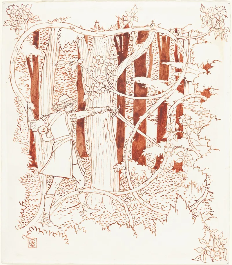 Prince Charming In The Forest Wall Art by Walter Crane - High-Resolution Digital Print