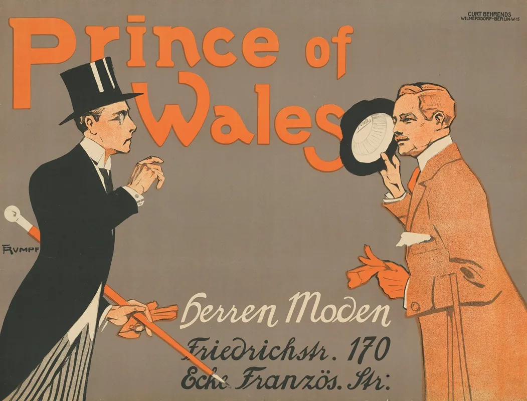 Prince Of Wales Herrenmoden Wall Art by Fritz Rumpf - High-Resolution Digital Print