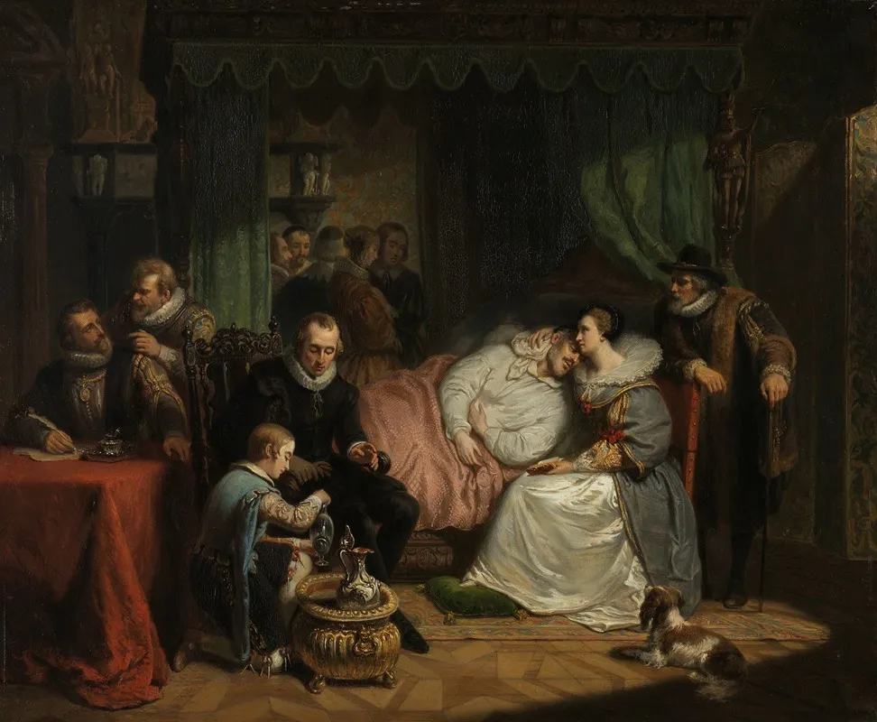 Prince William I Nursed By His Wife Charlotte De Bourbon After The Abortive Attempt On His Life By Jean Jaurequi In Antwerp In 1582 Wall Art by Nicolaas Pieneman - High-Resolution Digital Print