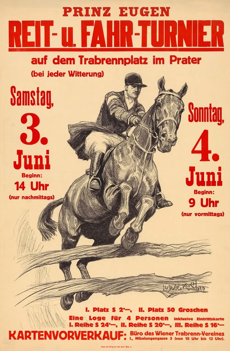 Prinz Eugen Reit Und Fahrturnier Auf Dem Trabrennplatz Im Prater Wall Art by Ludwig Koch - High-Resolution Digital Print