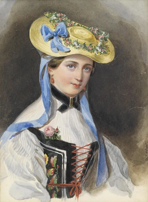 Prinzessin Liechtenstein Im Kostum Wall Art by Franz Xaver Winterhalter - High-Resolution Digital Print