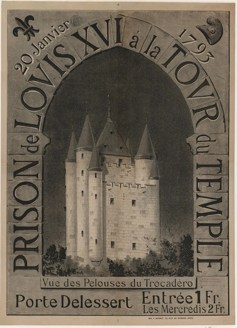 Prison De Louis Xvi A La Tour Du Temple Porte Delessert Vue Des Pelouses Du Trocadero Wall Art by Imp. F. Hermet - High-Resolution Digital Print
