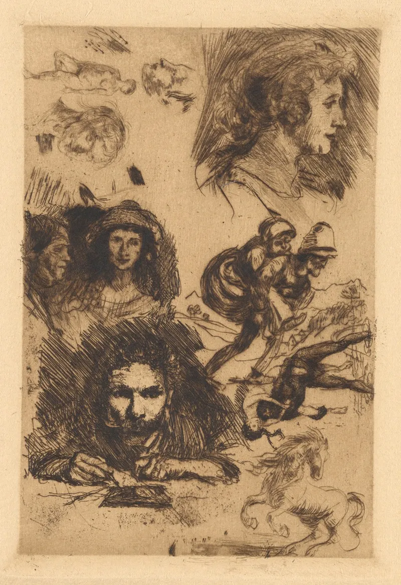 Probedruck Mit Kopfen Und Figuren