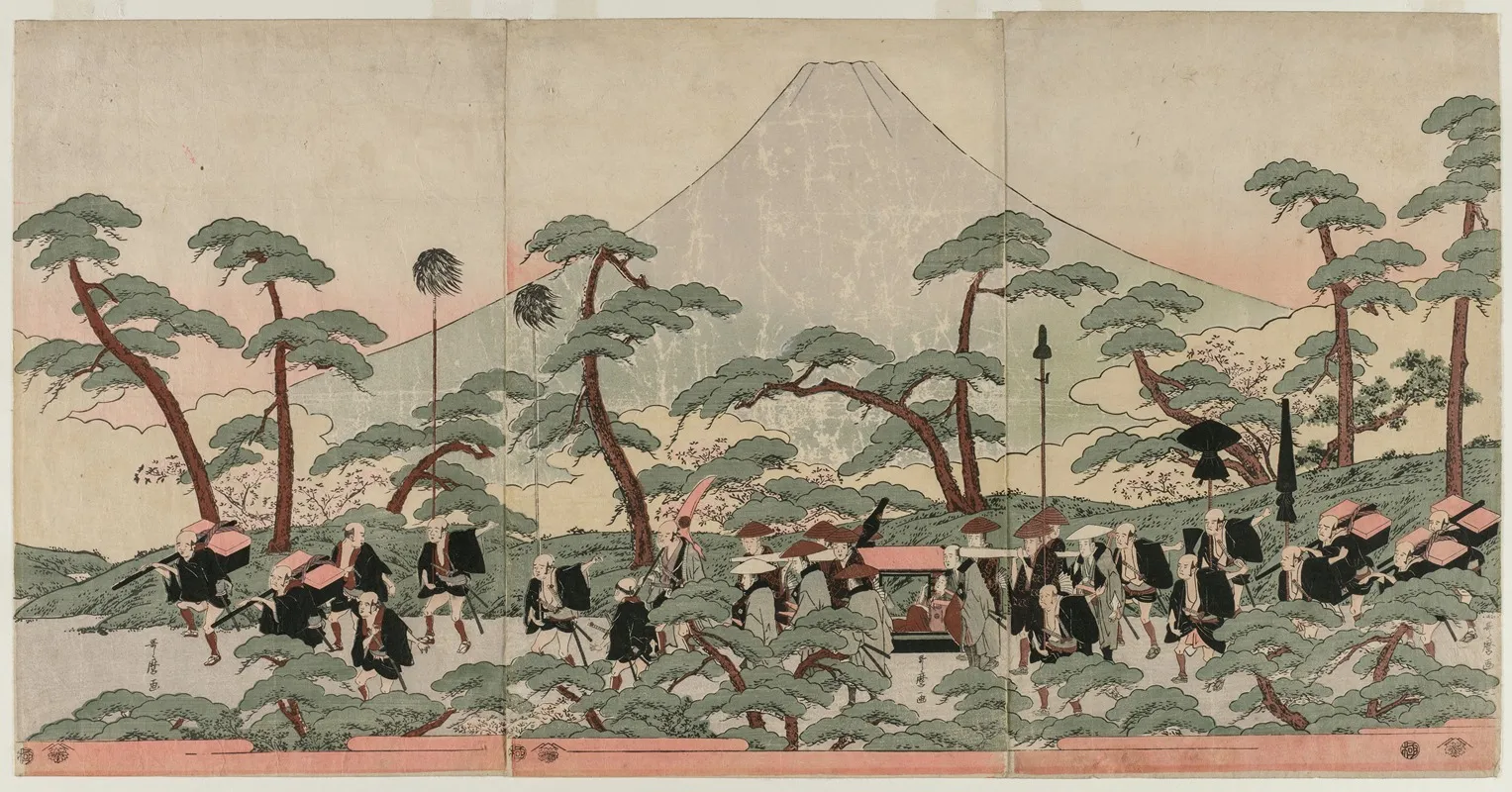 Procession At The Foot Of Mount Fuji