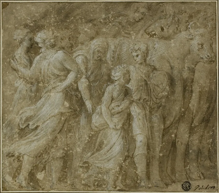 Procession Of Figures And Oxen Wall Art by Biagio Pupini - High-Resolution Digital Print