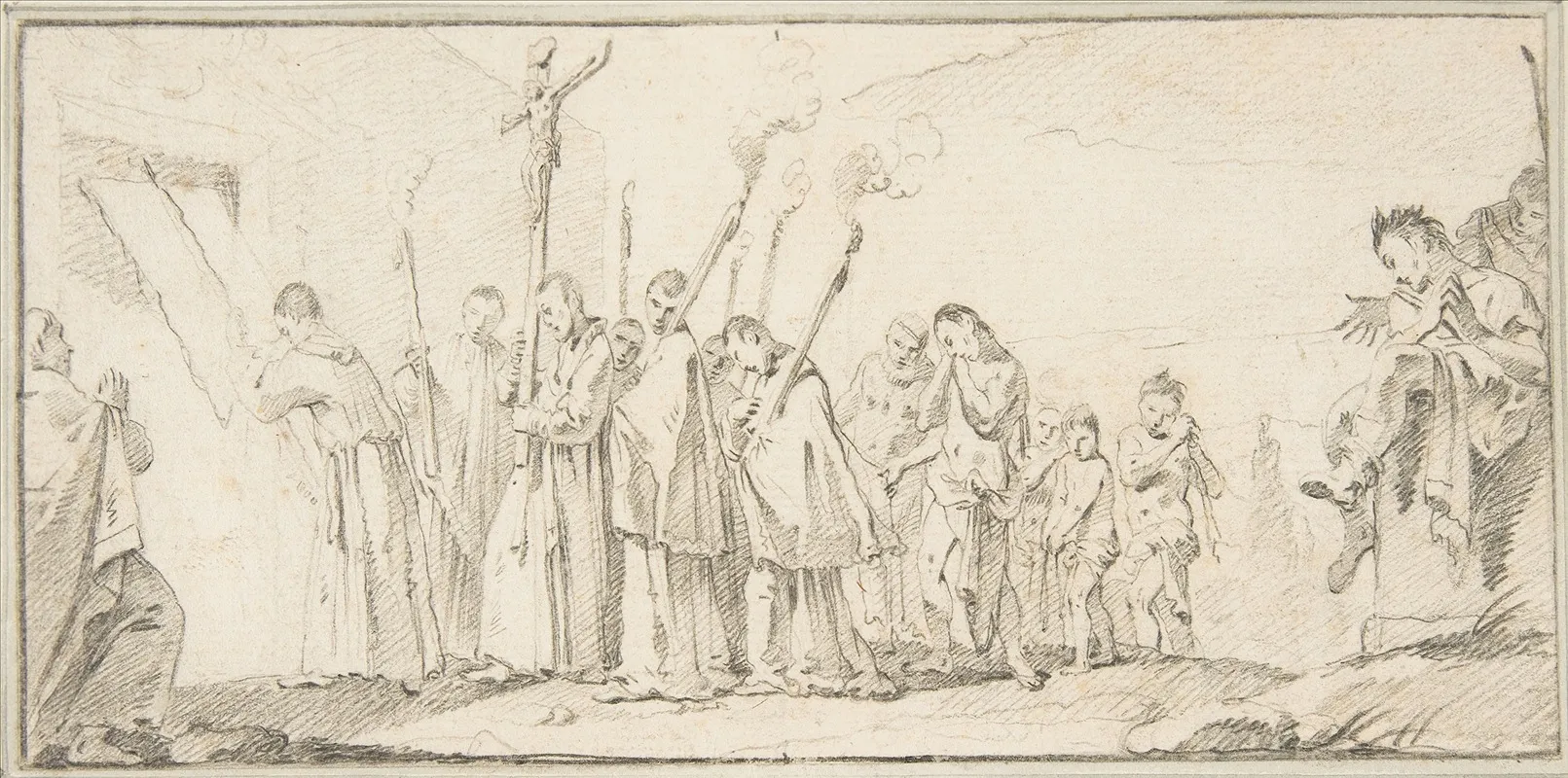 Procession Of Monks And Flagellants Wall Art by Giovanni Battista Tiepolo - High-Resolution Digital Print