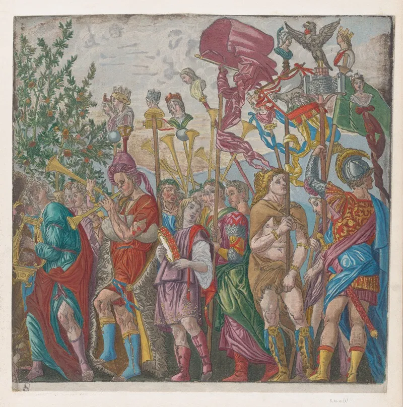 Procession Of Musicians And Others Holding Standards Wall Art by Andrea Mantegna - High-Resolution Digital Print