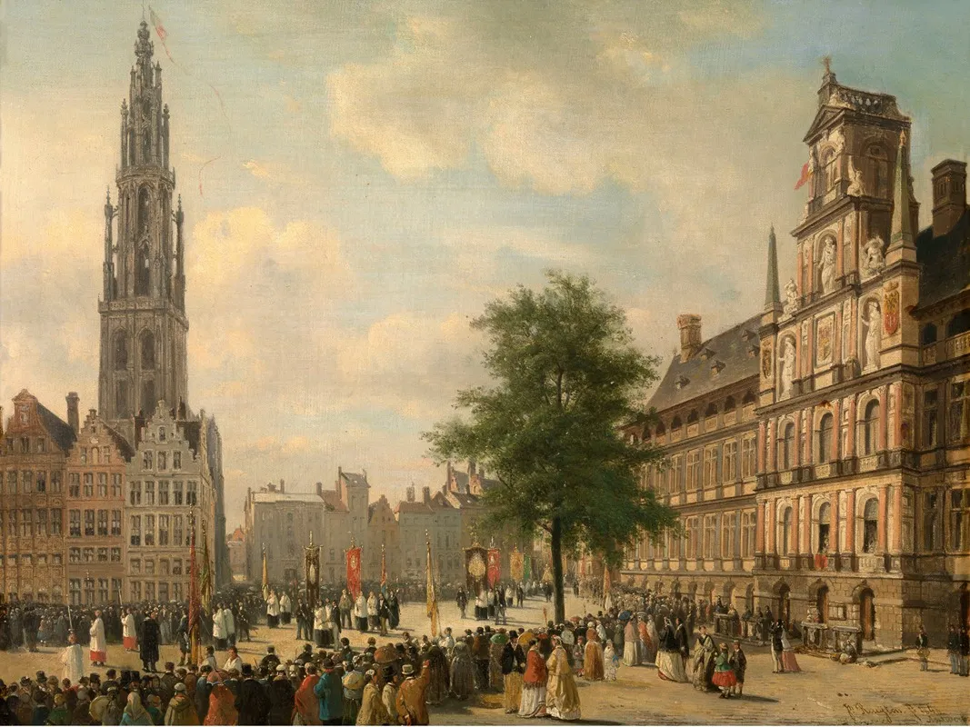 Procession On The Grote Markt In Antwerp Wall Art by Jan Michiel Ruyten - High-Resolution Digital Print
