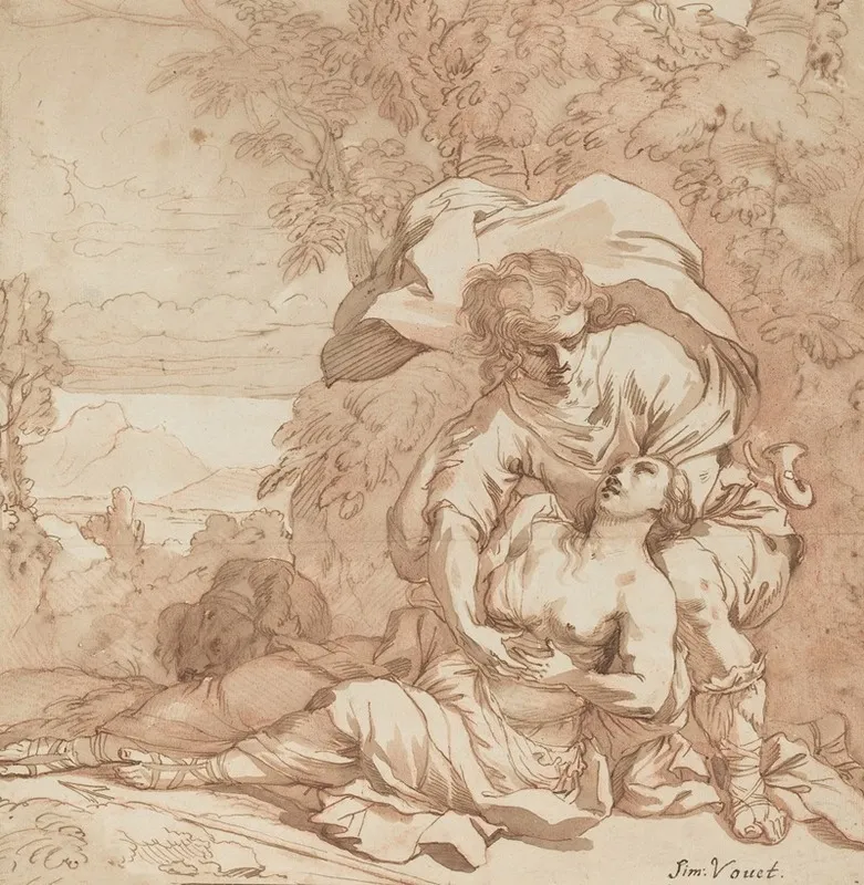 Procris And Cephalus Wall Art by Follower Of Simon Vouet - High-Resolution Digital Print