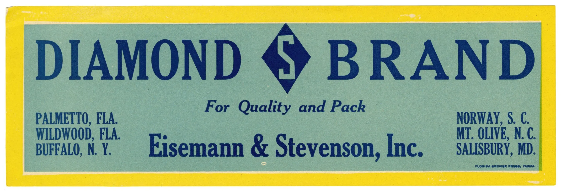 Produce Label For Diamond S Brand Yellow