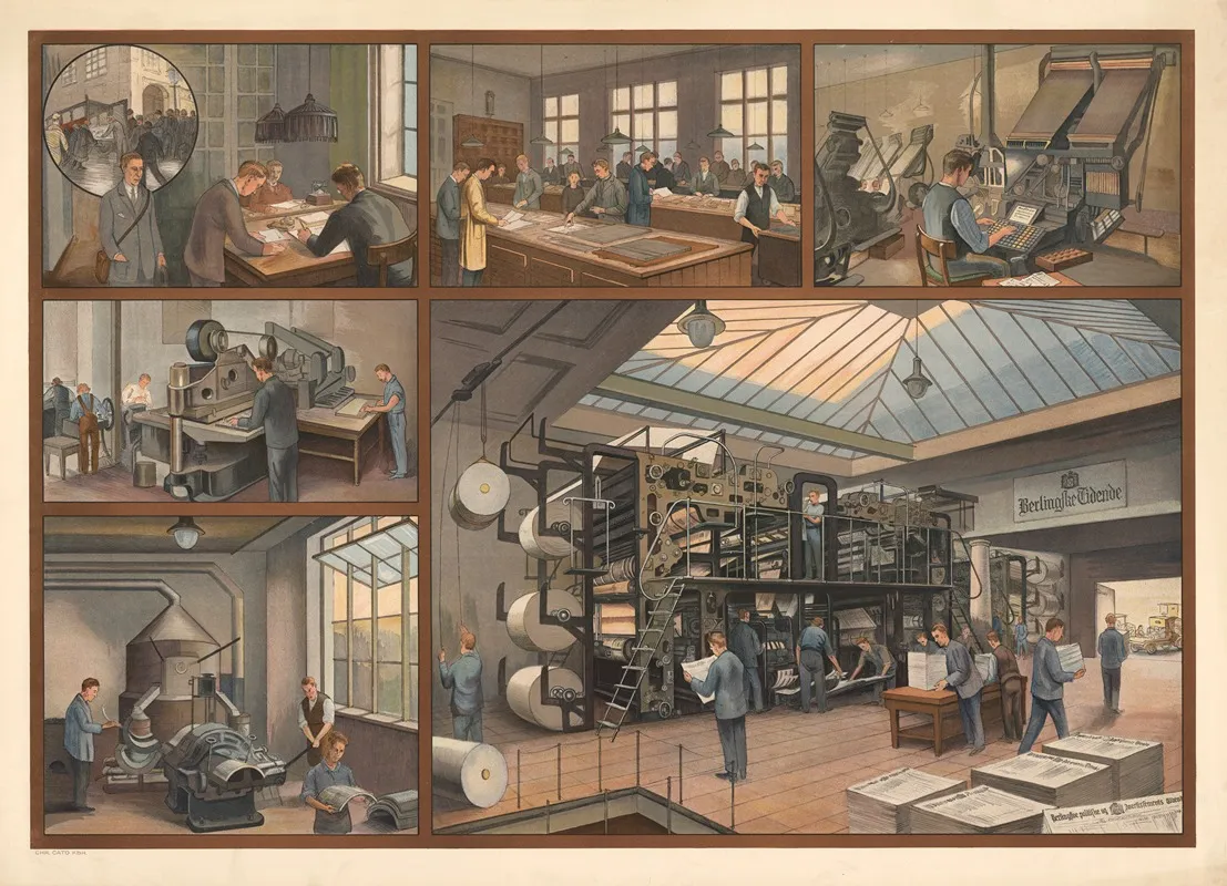 Production Of Berlingske Newspaper Wall Art by Carl J. C. - High-Resolution Digital Print