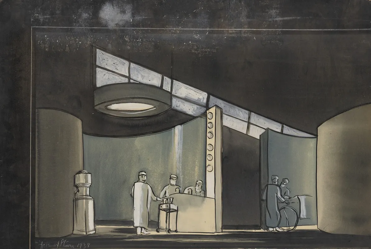 Professor Mamlock Five Figures In Laboratory And Passageway Wall Art by Frederick Stover - High-Resolution Digital Print