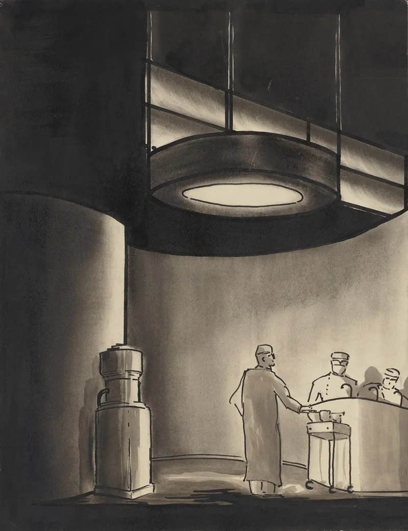 Professor Mamlock Three Figures In A Laboratory Wall Art by Frederick Stover - High-Resolution Digital Print