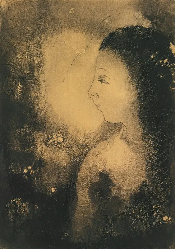 Profil De Femme Avec Fleurs Wall Art by Odilon Redon - High-Resolution Digital Print
