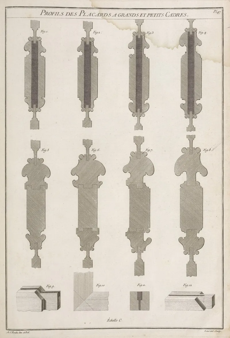 Profils Des Placards A Grands Et Petits Cadres Wall Art by André Jacob Roubo - High-Resolution Digital Print