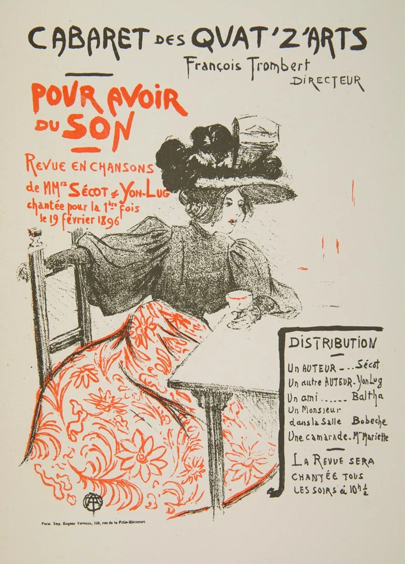 Program Of The Revue Pour Avoir Du Son By The Parisian Cabaret Quat Z Arts From February 1896 Wall Art by Henri de Toulouse-Lautrec - High-Resolution Digital Print