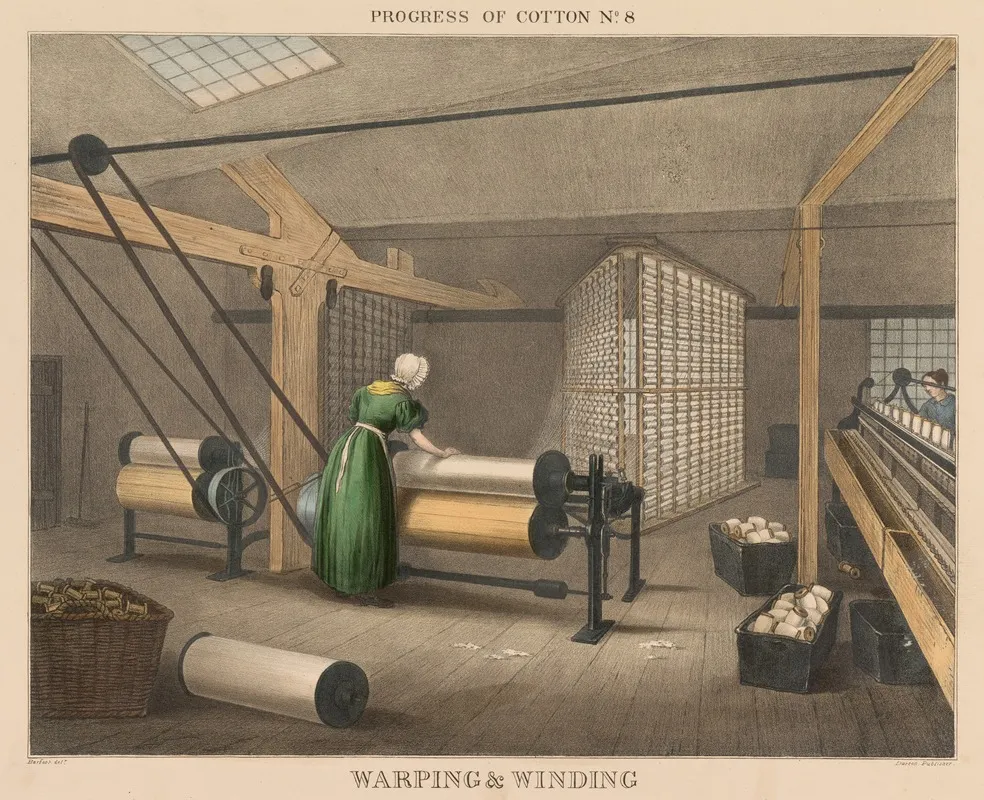 Progress Of Cotton 8 Warping Winding Wall Art by James Richard Barfoot - High-Resolution Digital Print